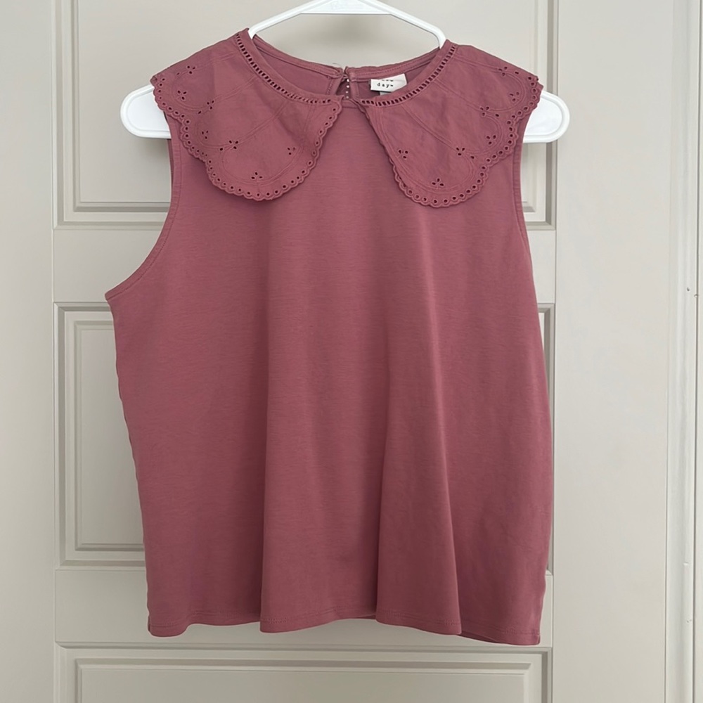 Pink Collared Tank Top Blouse